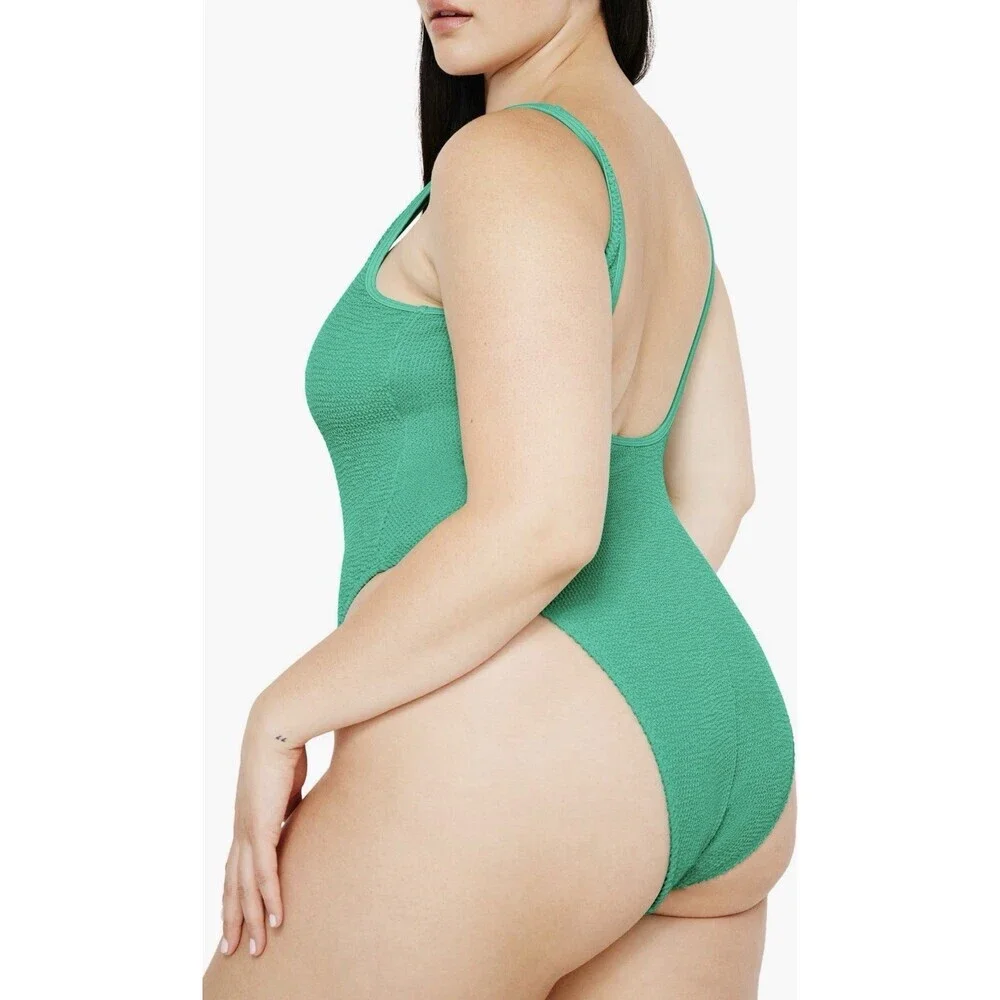EUC Good American Always Fit One Piece Swimsuit Jade Green L/XL BB4